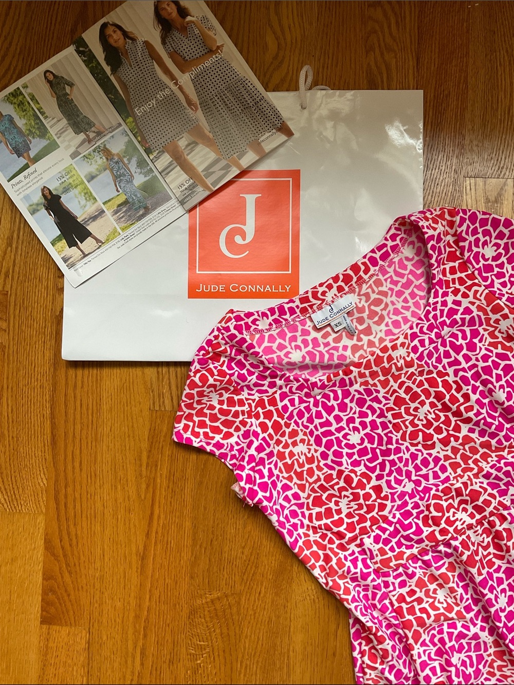Jude Connally Pink and Red Floral Print Mini Dress